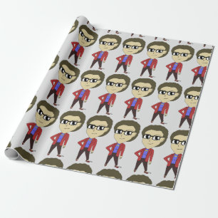 chibi button wrapping paper