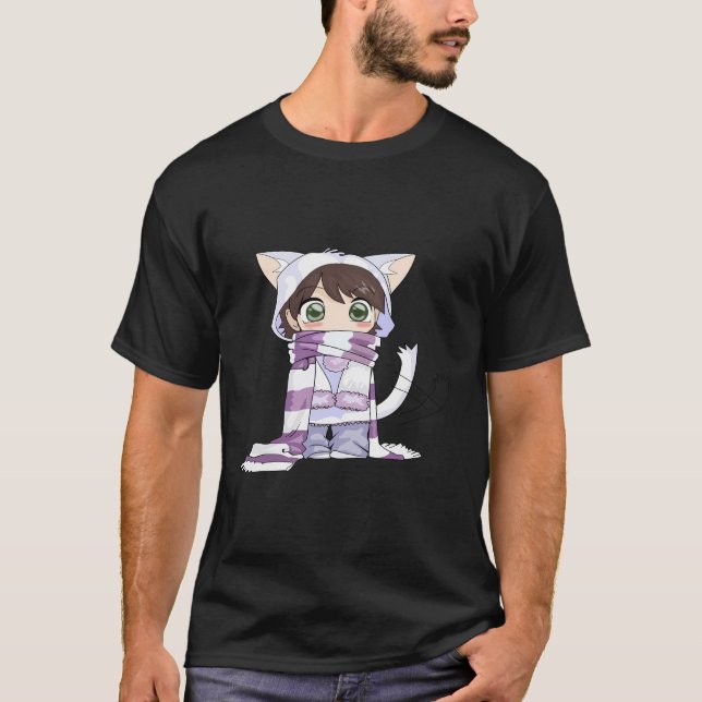 Chibi Cat Anime Girl T-Shirt (Front)