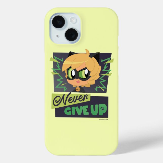 Chibi Cat Noir Never Give Up Case-Mate iPhone Case (Back)
