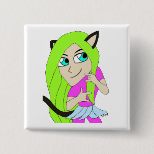 chibi catgirl 15 cm square badge
