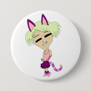 chibi catgirl 7.5 cm round badge