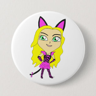 chibi catgirl 7.5 cm round badge