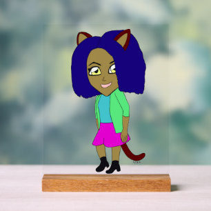 chibi catgirl acrylic sign
