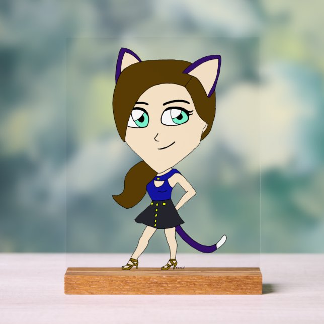chibi catgirl  acrylic sign (Neutral)