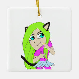 chibi catgirl ceramic ornament