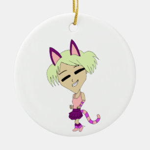 chibi catgirl ceramic tree decoration