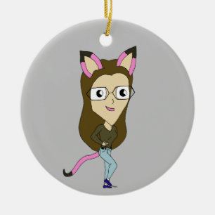 chibi catgirl ceramic tree decoration
