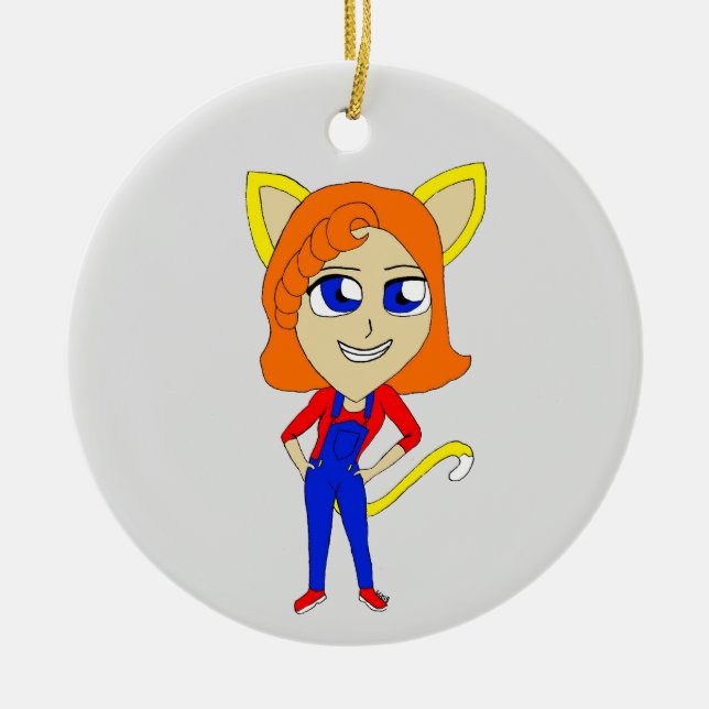 chibi catgirl     ceramic tree decoration (Front)