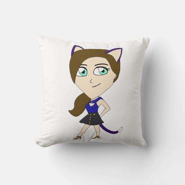 chibi catgirl  cushion (Front)