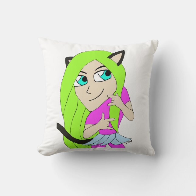 chibi catgirl  cushion (Front)