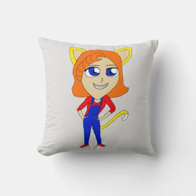 chibi catgirl  cushion (Front)