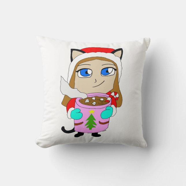 chibi catgirl  cushion (Front)