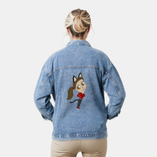 chibi catgirl  denim jacket