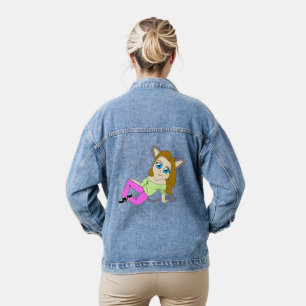 chibi catgirl  denim jacket