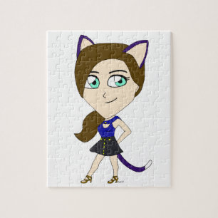 chibi catgirl  jigsaw puzzle
