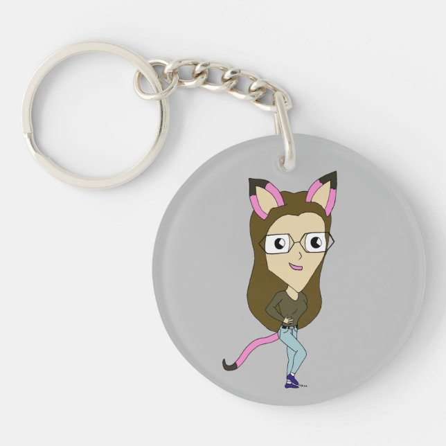chibi catgirl   key ring (Front)