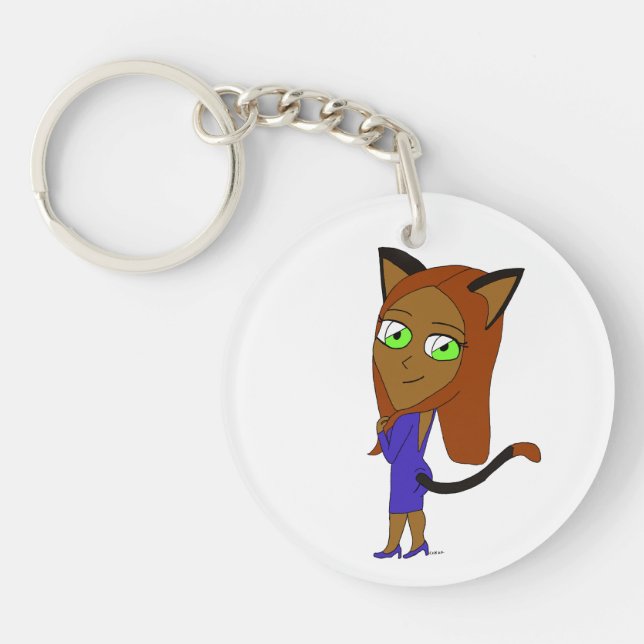 chibi catgirl  key ring (Front)