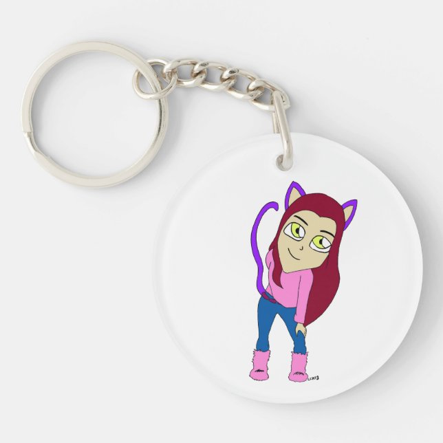 chibi catgirl   key ring (Front)