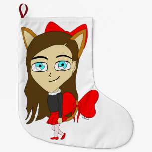 chibi catgirl large christmas stocking