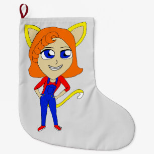 chibi catgirl  large christmas stocking