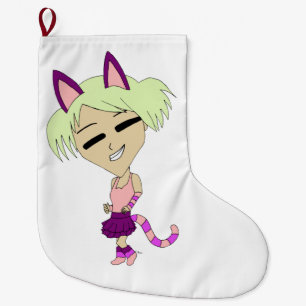 chibi catgirl  large christmas stocking