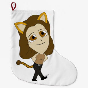 chibi catgirl large christmas stocking