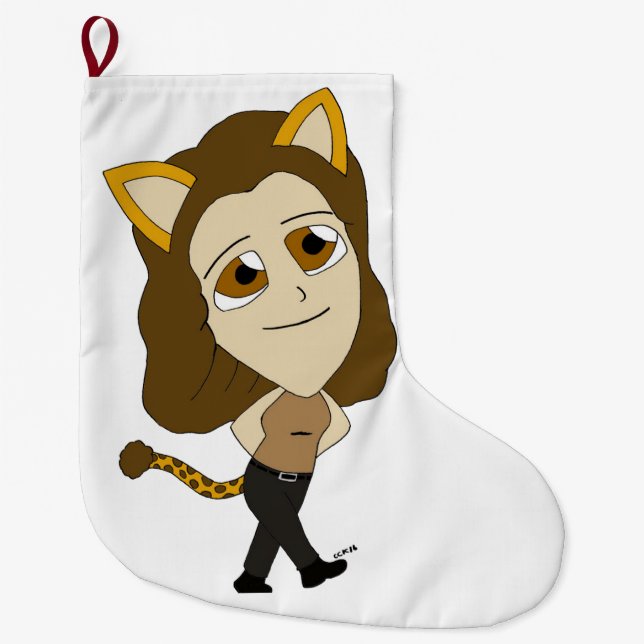 chibi catgirl large christmas stocking (Front)
