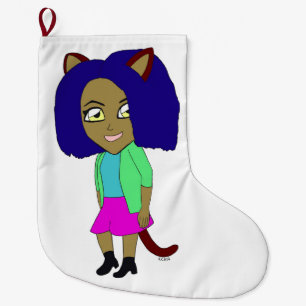 chibi catgirl large christmas stocking