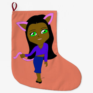 chibi catgirl large christmas stocking
