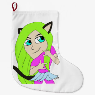 chibi catgirl  large christmas stocking