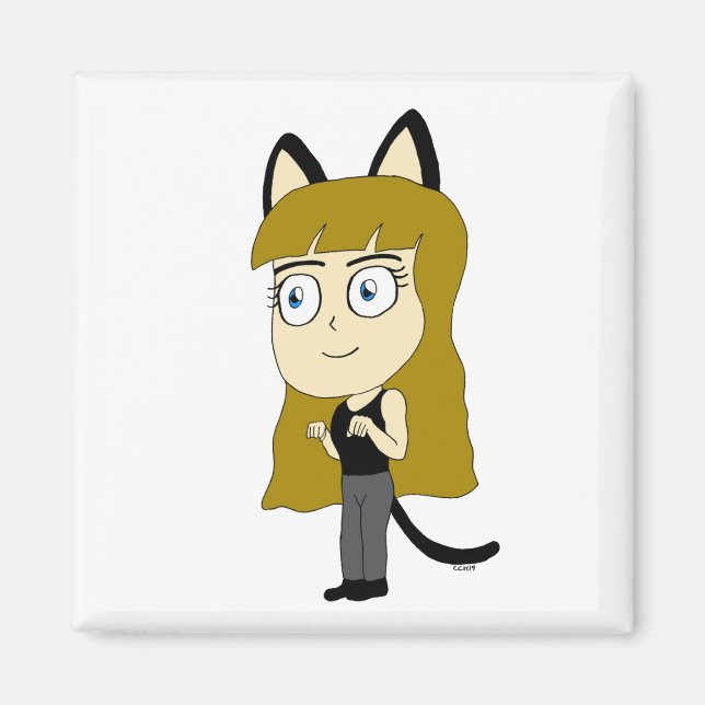 chibi catgirl  magnet (Front)