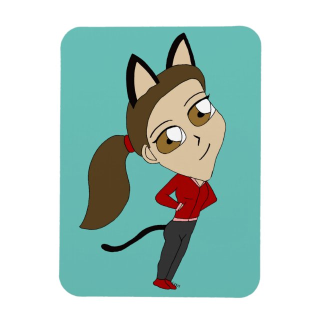 chibi catgirl   magnet (Vertical)