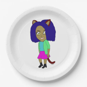 chibi catgirl paper plate