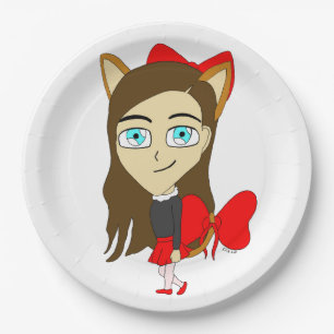 chibi catgirl paper plate