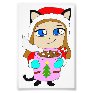 chibi catgirl photo print