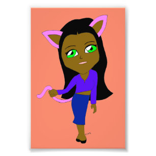 chibi catgirl photo print