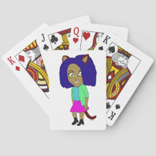 chibi catgirl playing cards
