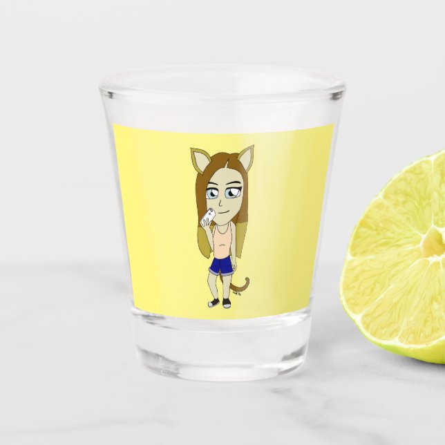 Chibi Catgirl Shot Glass (Front)