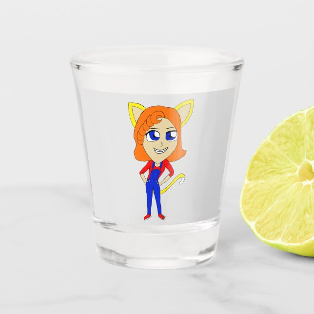 chibi catgirl    shot glass (Front)
