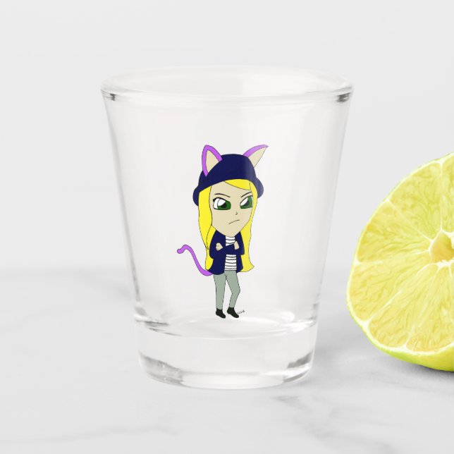 chibi catgirl  shot glass (Front)