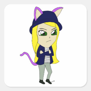 chibi catgirl square sticker