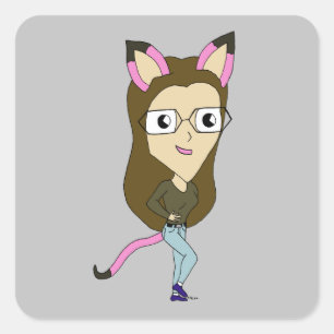 chibi catgirl square sticker