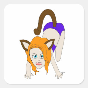 chibi catgirl square sticker