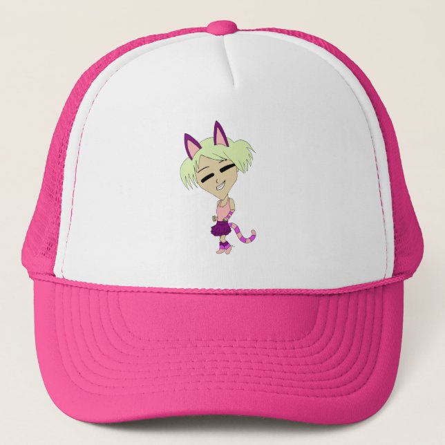 chibi catgirl  trucker hat (Front)