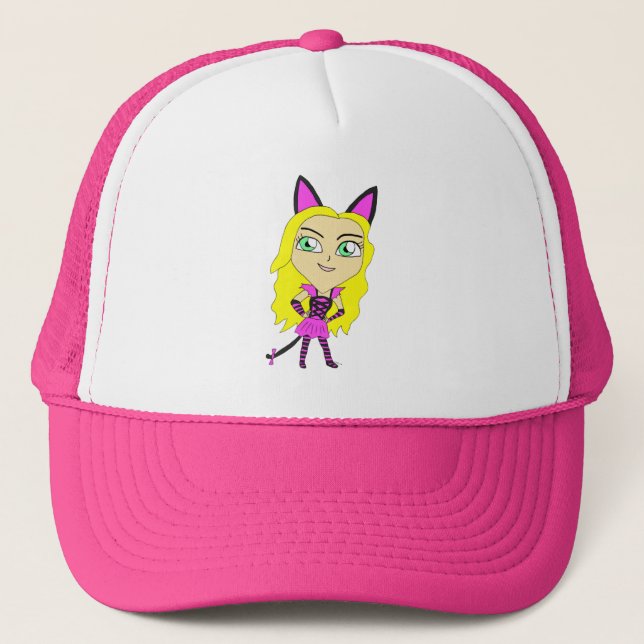 chibi catgirl  trucker hat (Front)