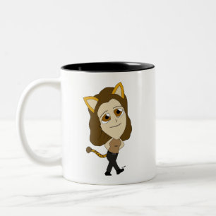 chibi catgirl Two-Tone coffee mug