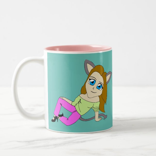 chibi catgirl    Two-Tone coffee mug (Left)