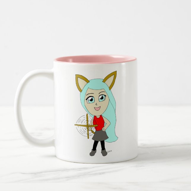 chibi catgirl  Two-Tone coffee mug (Left)