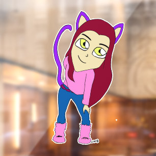 chibi catgirl window cling