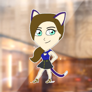 chibi catgirl window cling
